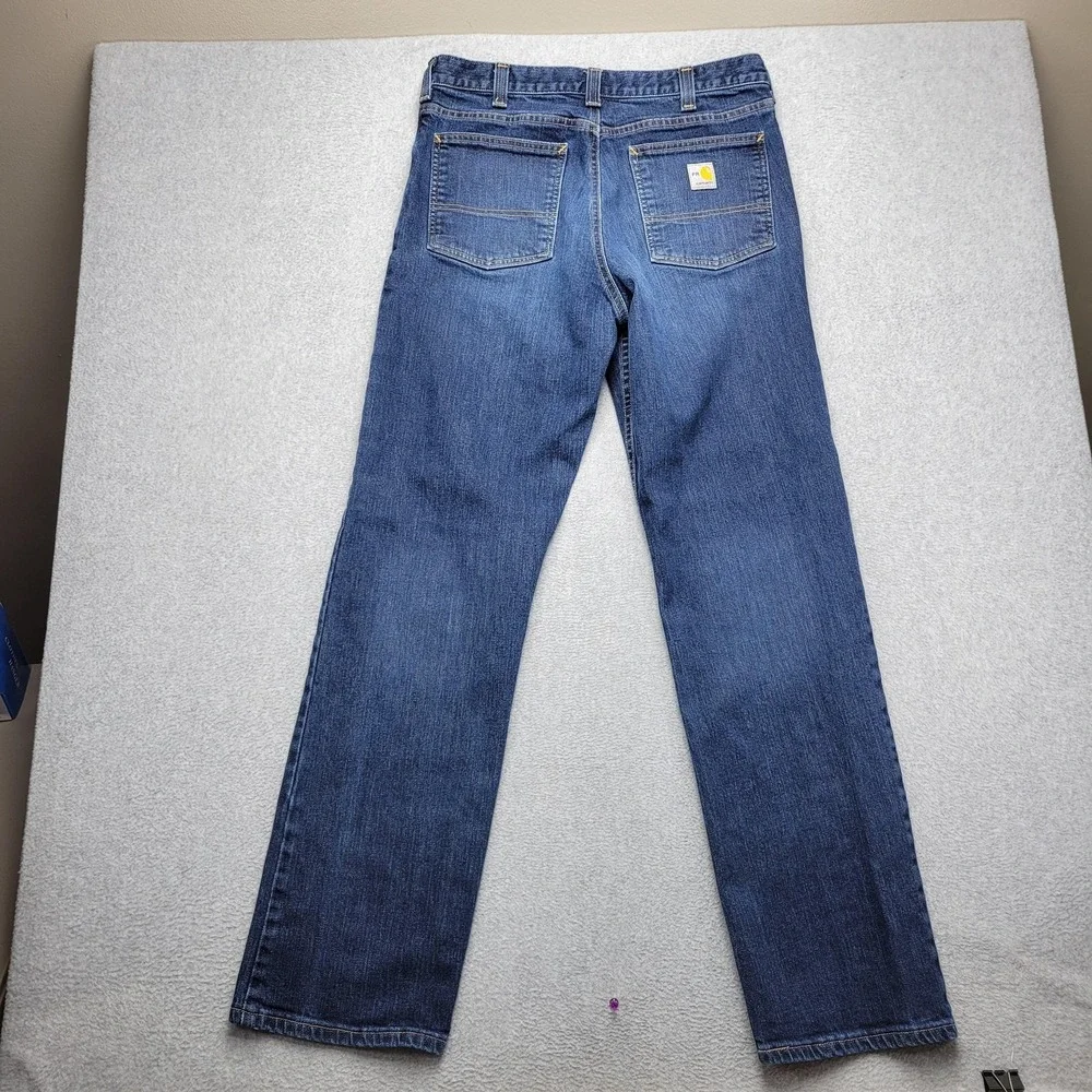 Carhartt FR Jeans Mens 32x34‎ Blue Straight Fit Flame Resistant Denim Stretch